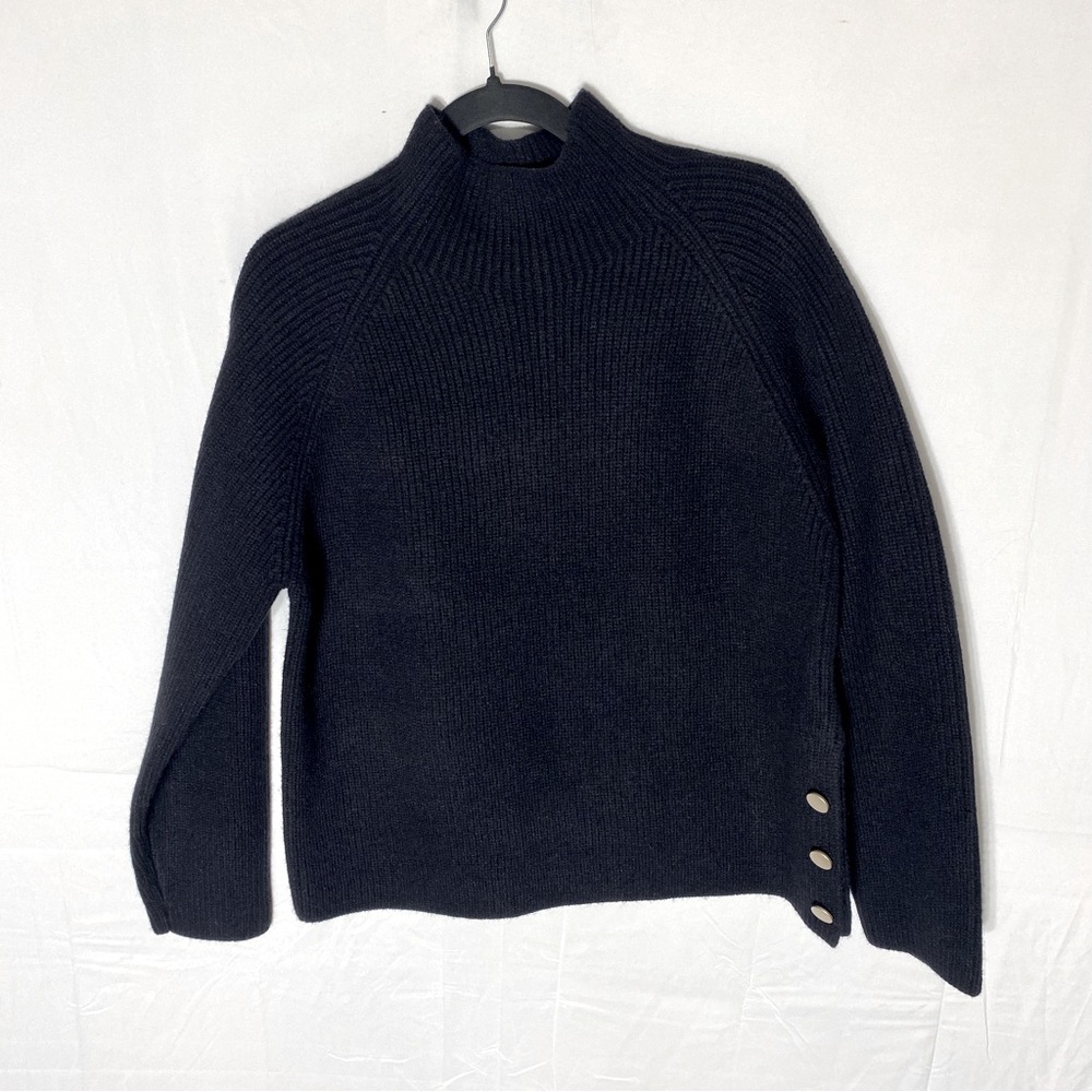 Esqualo Black Ribbed Knit Mock Neck Sweater L Minimalist Contemporary